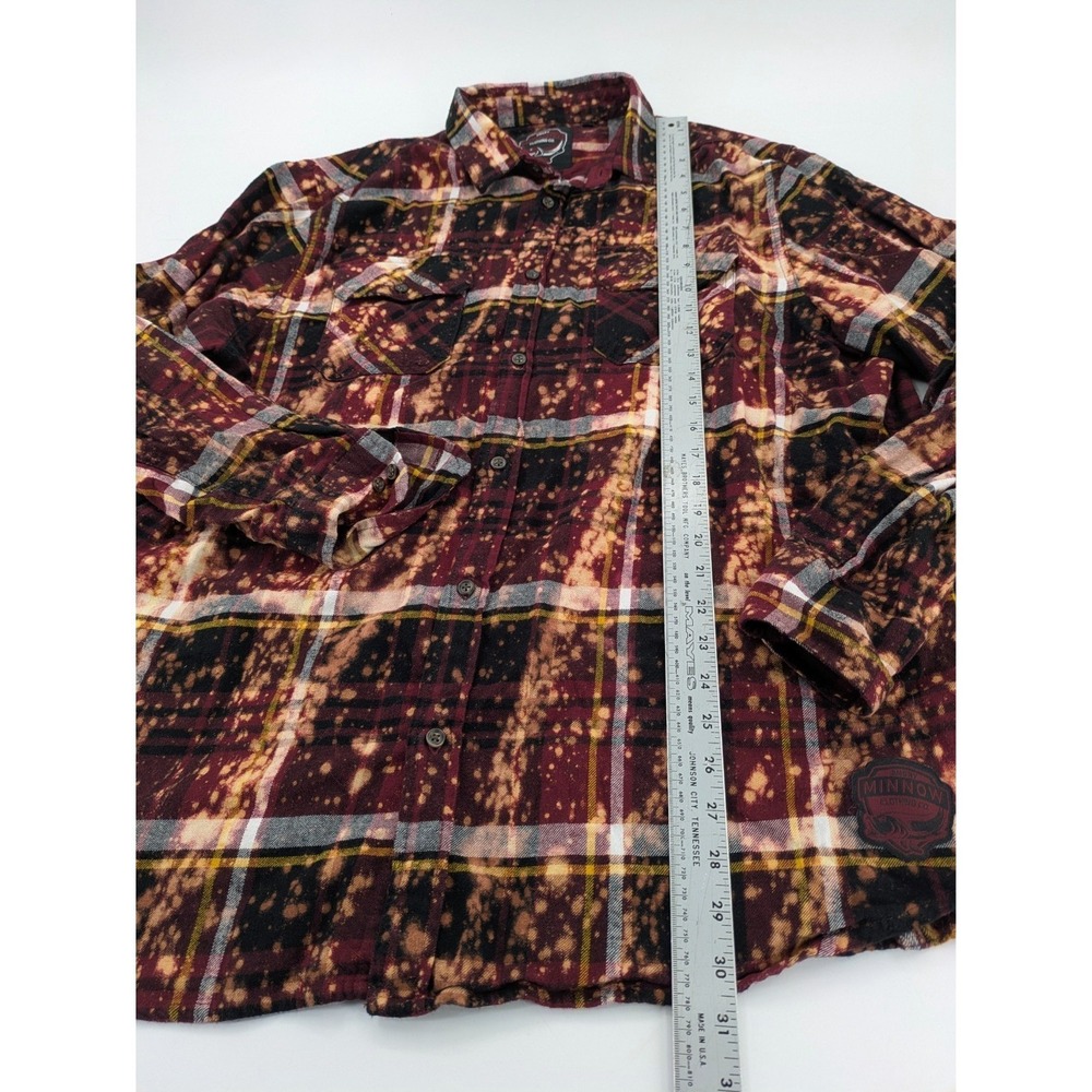 Angry Minnow Flannel Mens XL Plaid Brushed Button Up Long Sleeve Tattoos - Picture 4 of 9